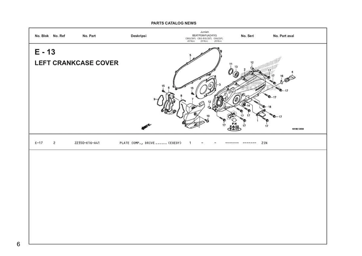Katalog Suku Cadang Honda BeAT Street eSP