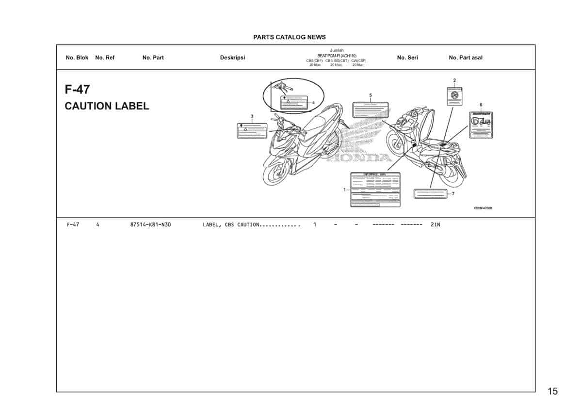 Katalog Suku Cadang Honda BeAT Street eSP